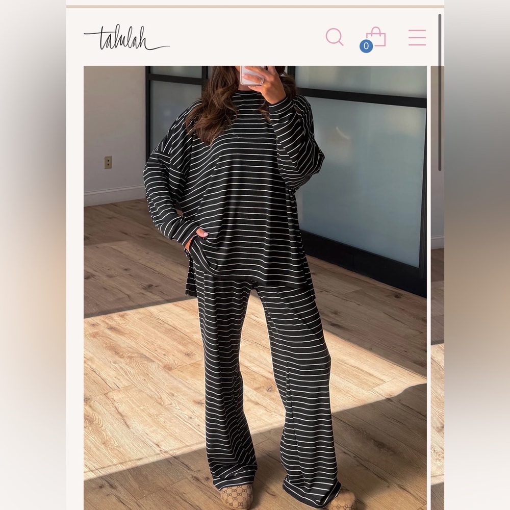 Talulah Black & White Striped Lounge Set - Relaxed Two-Piece